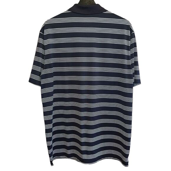 Nike Golf Shirt Mens L Navy White Striped Tour Performance Dri Fit Polo - Picture 4 of 9